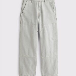 Abercrombie Men's Light Gray Baggy Workwear Jeans